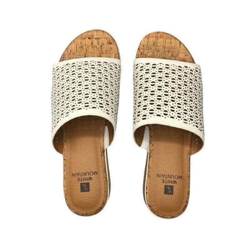 White Mountain Womens Natasha Slides Sandals Cutout Platform Slip On 6.5 M New